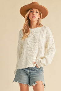 Adela Cable Knit Sweater - White