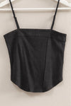 Faded Rib Knit Cami Top - Black
