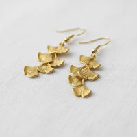 Vintage Inspired Ginkgo Leaf Tassel Dangle Earrings