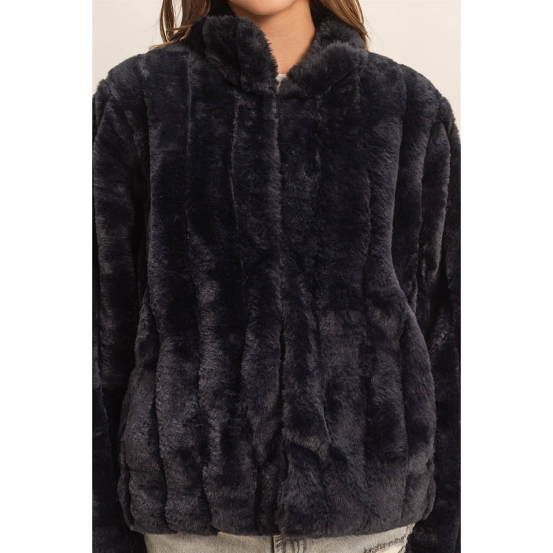 Faux Fur Jacket - Black