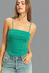 Faded Rib Knit Cami Top - Green