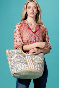 Myth Jute Wood Handle Tote Bag