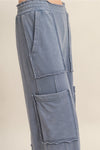 Mineral Washed Cargo Sweatpants - Blue