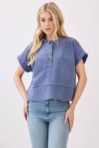 Boxy Corduroy Top - Denim