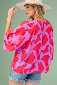 Open Sleeve Top - Lilac Coral
