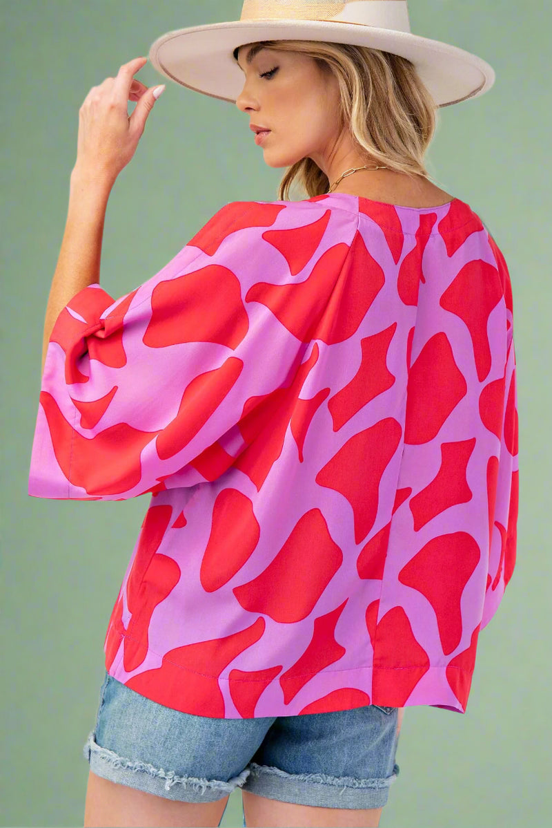 Open Sleeve Top - Lilac Coral