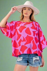 Open Sleeve Top - Lilac Coral