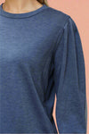 Pleated Sleeve Top - Navy