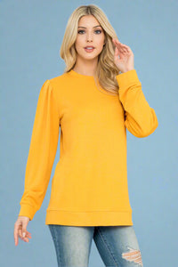 Pleated Sleeve Top - Mustard