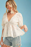 Hazle Eyelet Embroidered Top - White