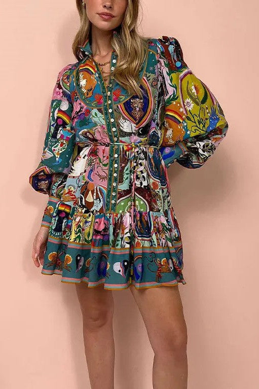 Printed Ruffles Dress - Multi