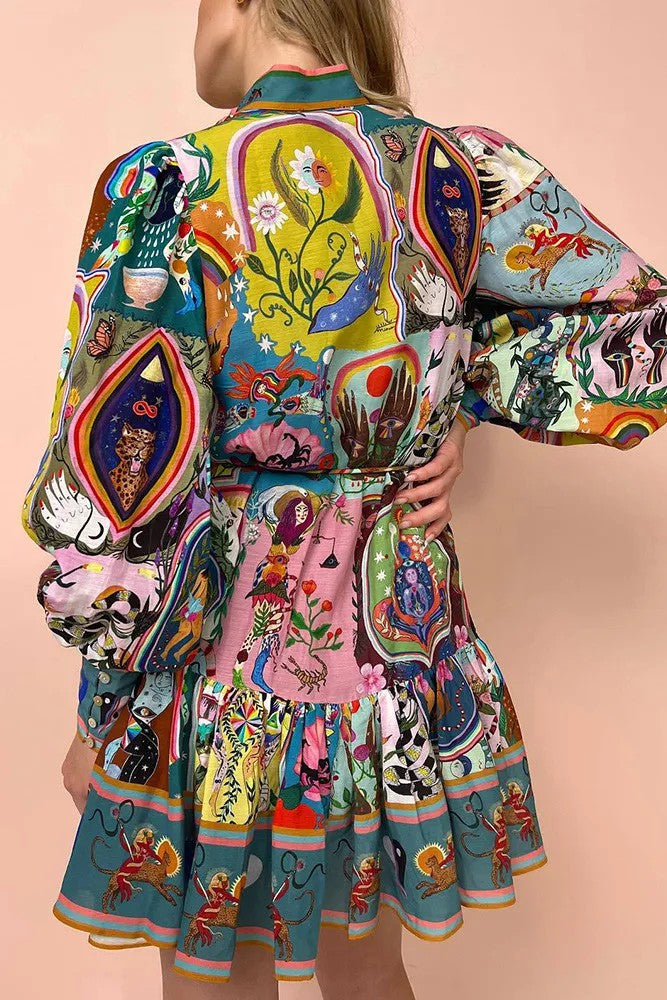 Printed Ruffles Dress - Multi