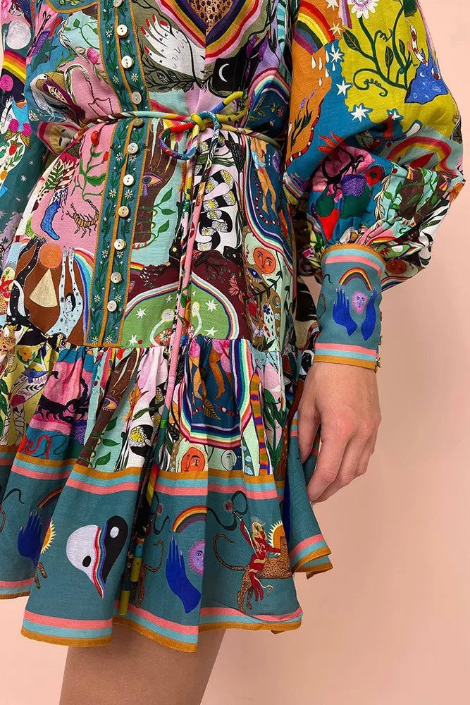 Printed Ruffles Dress - Multi