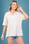 Cable Knit Polo Shirt - Ivory