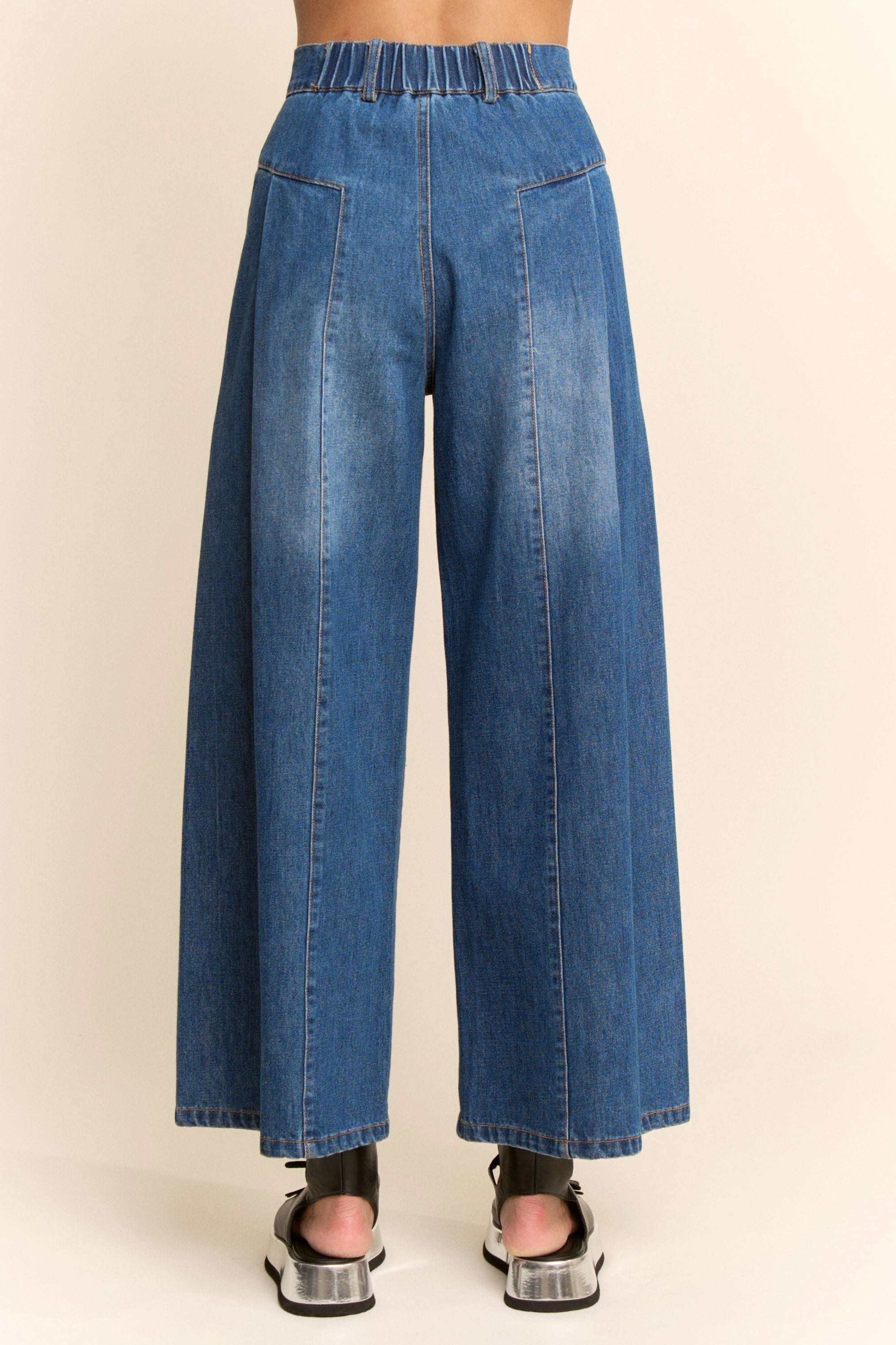 High Waisted Front Slit Wide Jeans
