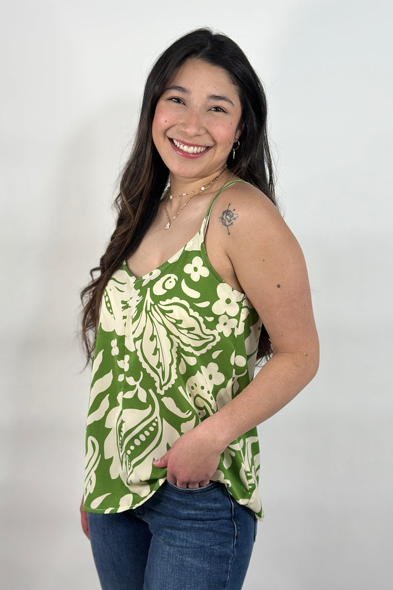 Olive Floral Strap Cami