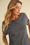 Mali Tee Raw Hem - Charcoal