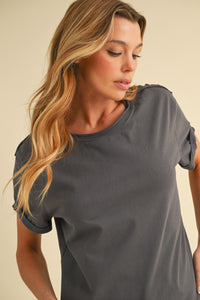 Mali Tee Raw Hem - Charcoal