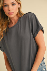 Mali Tee Raw Hem - Charcoal
