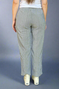 Buttoned Striped Pants Black