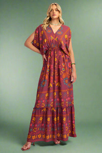 Kaftan Maxi Dress - Mulberry