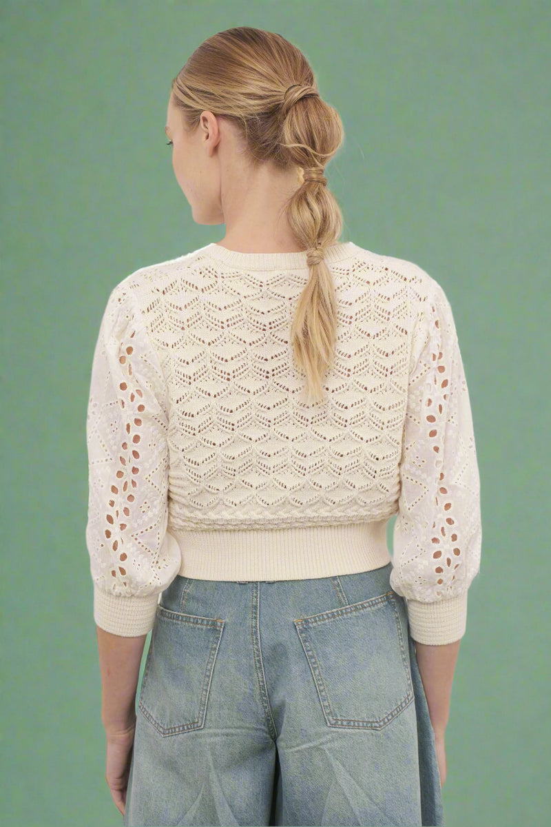 Hendry 3/4 Sleeve Cardigan - Cream