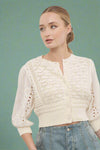 Hendry 3/4 Sleeve Cardigan - Cream