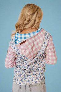 Full Zip Gingham Garden Sweatshirt