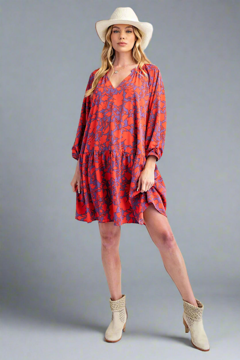 Drop Waist Midi Dress - Purple