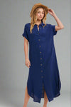 Button Up Maxi Shirt Dress - Indigo