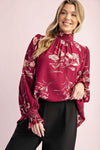 Gauze Mock Neck Blouse - Plum