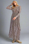 Sheer Animal Print Dress - Brown