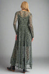 Sheer Animal Print Dress - Sage