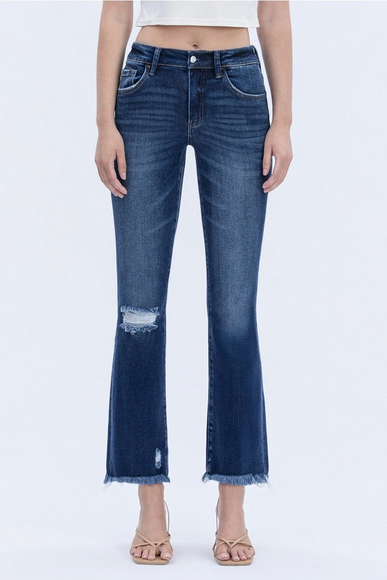 High Rise Distressed Kick Flare Jeans LV1549