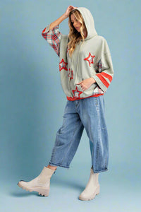 Star Patch Mineral Wash Hoodie - Sage