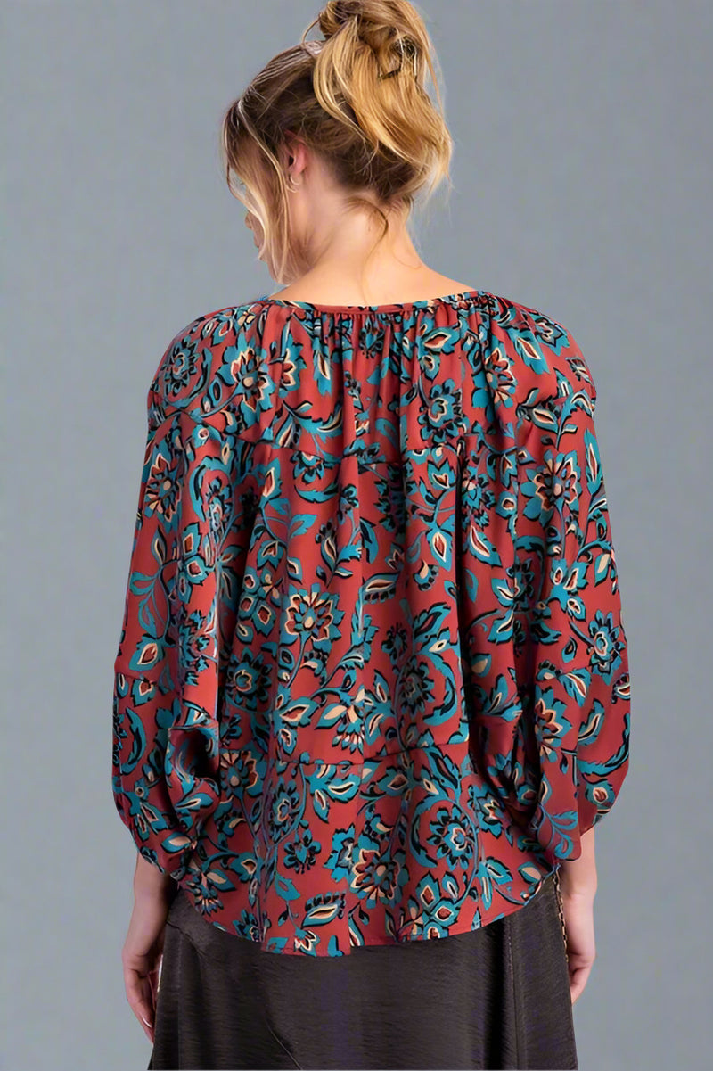Sheen Dolman Top - Red Bean