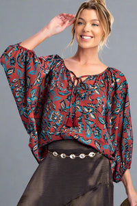 Sheen Dolman Top - Red Bean