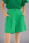 High Waist Bermuda Shorts - Green