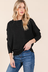 Casual Cozy Dolman Sweater - Black