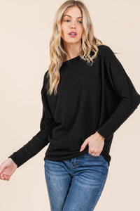Casual Cozy Dolman Sweater - Black
