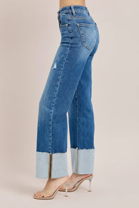 High Rise Ankle Wide Cuffed Jeans R12