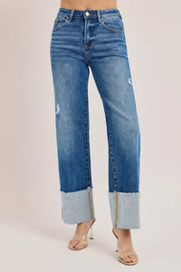High Rise Ankle Wide Cuffed Jeans R12