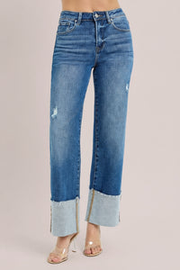 High Rise Ankle Wide Cuffed Jeans R12