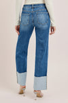 High Rise Ankle Wide Cuffed Jeans R12