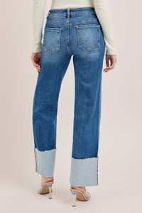 High Rise Ankle Wide Cuffed Jeans R12