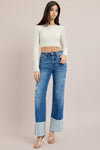 High Rise Ankle Wide Cuffed Jeans R12