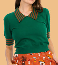Collared Sweater Top - Green