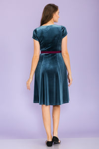 Sweetheart Velvet Dress - Teal