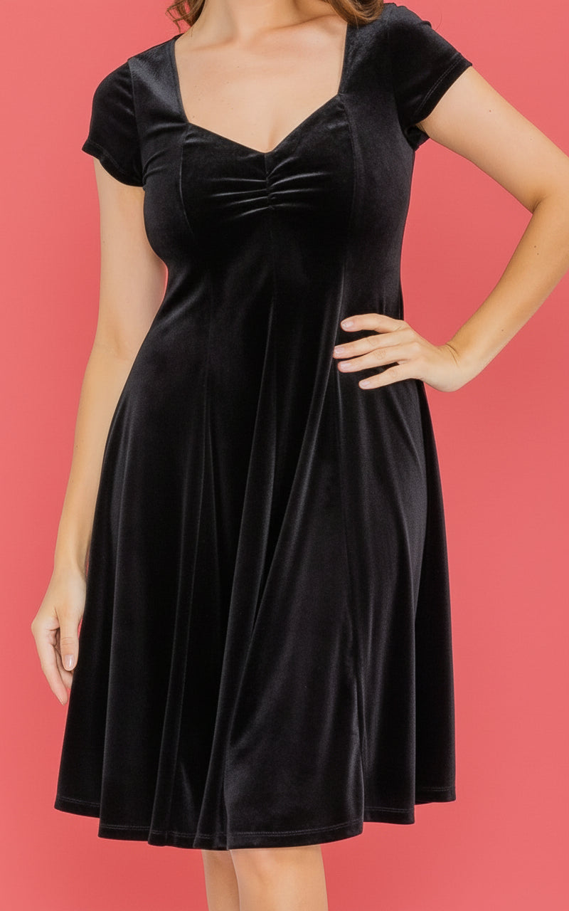 Sweetheart Velvet Dress - Black