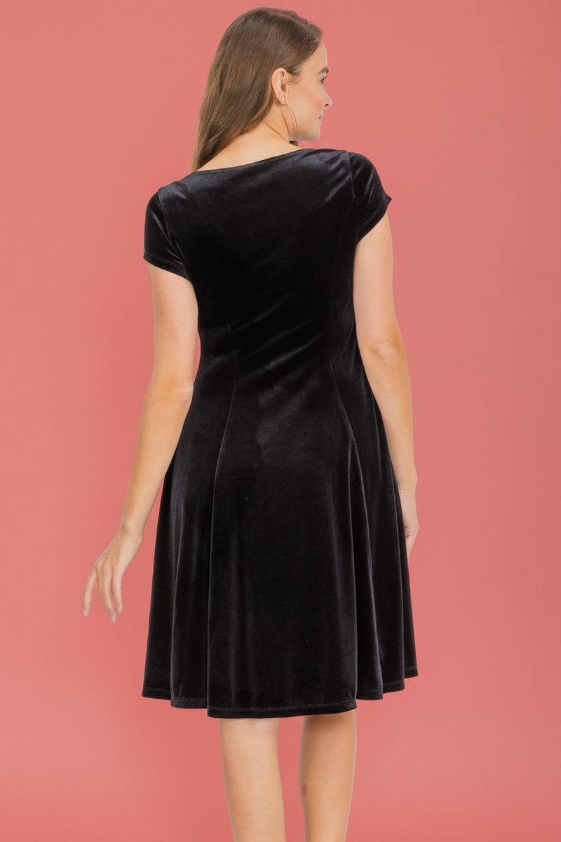 Sweetheart Velvet Dress - Black